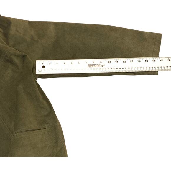 ISZ LEATHERS Womens XL Forest Green Suede Genuine Leather Button Front Jacket - Picture 9 of 13